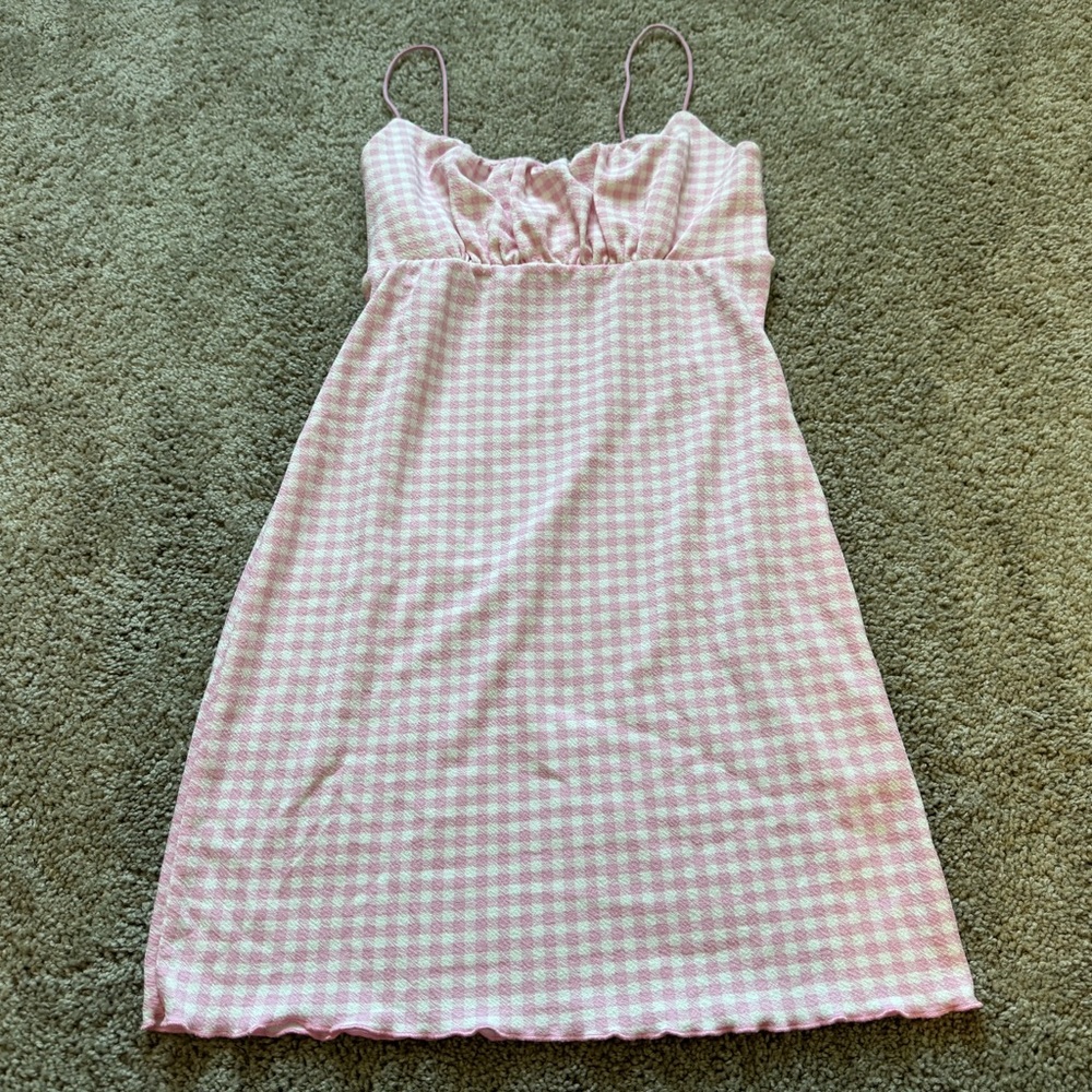 Pink Plaid Mini Dress
